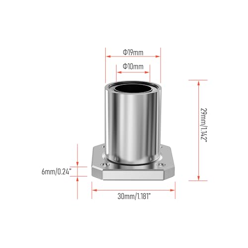 2PCS LMK10UU Square Flange Linear Ball Bearings, 10mm Bore Dia, 19mm OD, 29mm Length with Double Side Rubber Seal for CNC,3D Printer - size: LMK10UU Size 10x19x29mm