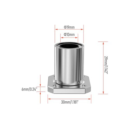 2PCS LMK10UU Square Flange Linear Ball Bearings, 10mm Bore Dia, 19mm OD, 29mm Length with Double Side Rubber Seal for CNC,3D Printer - size: LMK10UU Size 10x19x29mm
