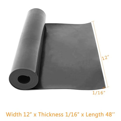 HooTown Solid Rubber Sheets Strips, No Adhesive Neoprene Rubber Rolls Seal - size: 12” Wide x 48” Long, style: 1/16" Thick