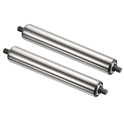 PATIKIL Conveyor Roller 1.5" Diameter 10" Length, 2 Pack Stainless Steel Gravity Transmission Replacement Part Galvanized End, Silver - size: 1.5"x10"