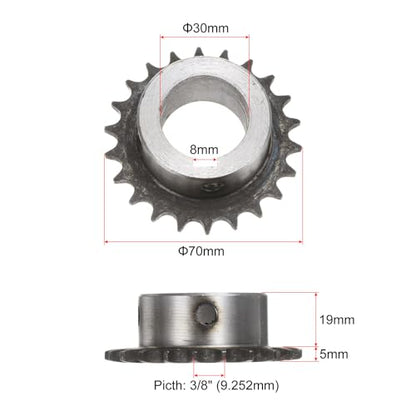 uxcell ISO/DIN 06B-1 Roller Chain Sprocket B Type 30mm Bore, 3/8" Pitch,