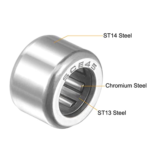uxcell SCE45 Needle Roller Bearings, Drawn Cup Open End, 1/4-inch Bore 7/16-inch OD 5/16-inch Width 2500N Static Load 2090N Dynamic Load 5pcs - size: 1/4x7/16x5/16"