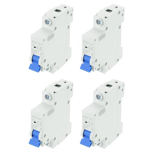 MECCANIXITY 4Pcs Miniature Circuit Breaker 1P 63A AC 110V DZ47-63 DIN Rail Mount Disconnect Switch Circuit Breaker Protection Thermal Magnetic Trip for Short Circuit Protection, Overload Blue - style: 63A