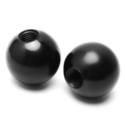 2Pcs 2" Threaded Ball Knobs, M16 Female Thread Machine Handle Black