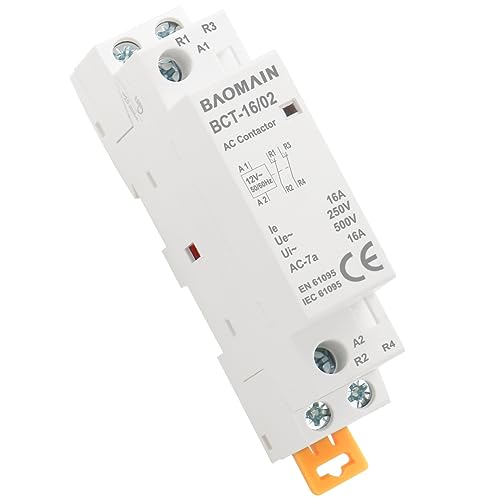 BAOMAIN 12V AC 2-Pole 16A Modular Contactor, 2NC, DIN Rail Mount