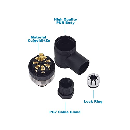 Aviation Connector Plugs,Lonlonty 12mm 8-Pin Male Aviation Wire Connector Plug,AC 250V 5A IP67 M12 Right Angle Chassis Connector Socket,Pack of 4 - color: Male, size: 8Pin Right Angle