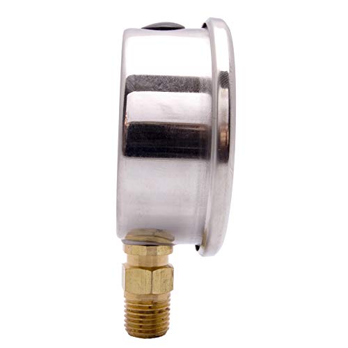 2-1/2" Oil Filled Pressure Gauge, Stainless Steel Case, 0-15 PSI, 1/4" NPT - size: [0-15 PSI]