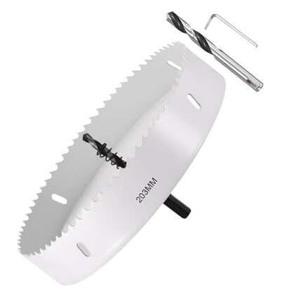 METALLIXITY Bi-Metal Hole Saw 8" 203m M42 W/ 2 Drill Bits White