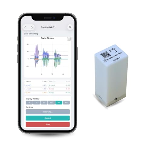 EVB-02 Wi-Fi Vibration & Motion Sensor up to 6.66kHz | 5000mAh Rechargable Battery | 6-Axis IMU (Accel. + Gyro.) | Wi-Fi and AP Mode | API Software Portal | Sensor for Engineering Applications and R&D