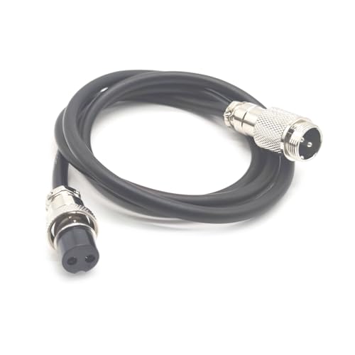 3.28 ft GX20 2 Pin Male to Female Cable, GX20 2Pins Female to Male Head Aviation Cordset Electrical Connector Panel Mount Circular Metal Adapter Cordset for Ships 10A 250V 15AWG (1meter) - size: GX20 2Pin