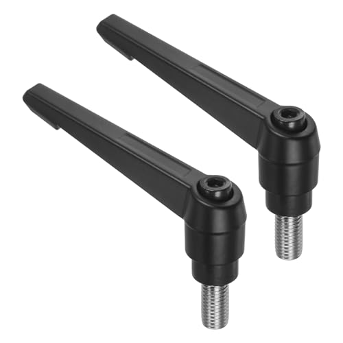 uxcell 2pcs Clamping Lever Handles, M12 x 25mm 304 Stainless Steel Threaded Male Stud, Adjustable Handles Locking Quick Release Ratchet Push Button Bolt Knobs, Black - size: M12 x 25mm