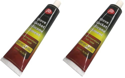 Wood Stove Door Gasket Cement, High Temperature Resistance Adhesive, Silicone Material, Black 3.5 Fl Oz (Pack of 2) - size: 3.5 oz (Pack of 2)