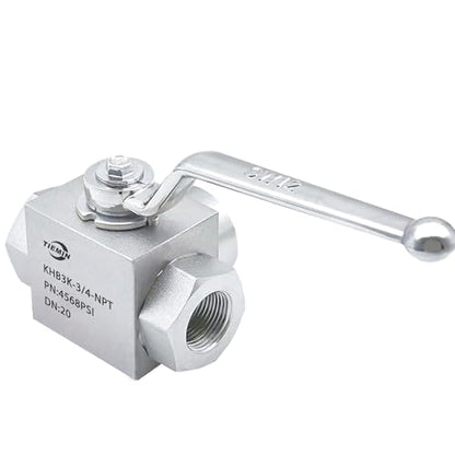 TieMin High Pressure Hydraulic Ball Valve 3/4"NPT, 3 Way Ball Valve, 3/4 Inch Hydraulic Valve 4568 PSI (315bar) Silvery. - color: 3/4" NPT, size: 3-Way
