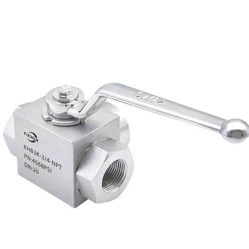 TieMin High Pressure Hydraulic Ball Valve 3/4"NPT, 3 Way Ball Valve, 3/4 Inch Hydraulic Valve 4568 PSI (315bar) Silvery. - color: 3/4" NPT, size: 3-Way