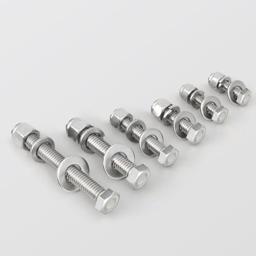 (8 Sets) 5/16-18 x 4" Hex Head Screw Bolt,Lock Nuts,Flat & Lock Washers Kits,304 Stainless Steel 18-8,Fully Threaded - size: 5/16-18 x 4"