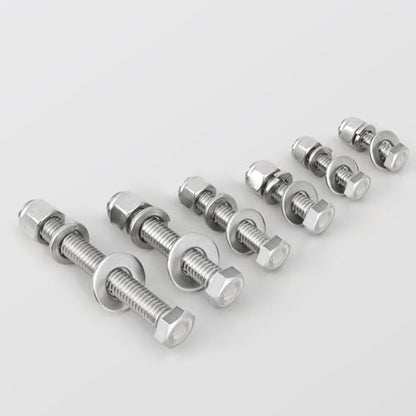 (8 Sets) 5/16-18 x 4" Hex Head Screw Bolt,Lock Nuts,Flat & Lock Washers Kits,304 Stainless Steel 18-8,Fully Threaded - size: 5/16-18 x 4"