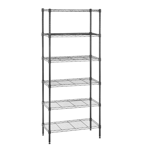 PayLessHere | 6-Tier Wire Shelf | 23"x13"x59" | Black - color: Black, size: 23"D x 13"W x 59"H