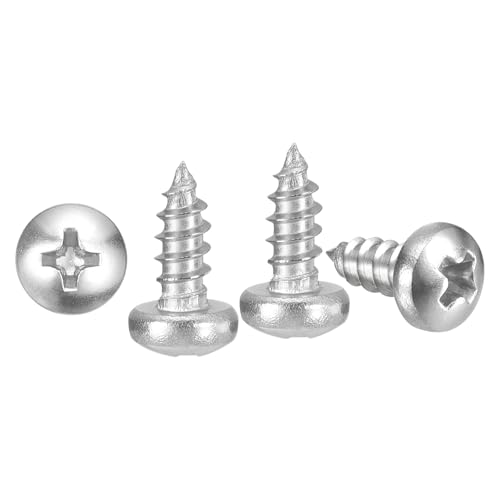 METALLIXITY Phillips Pan Head Self Tapping Screw #4x1/4 100Pcs - color: Silver Tone, size: #4x1/4"