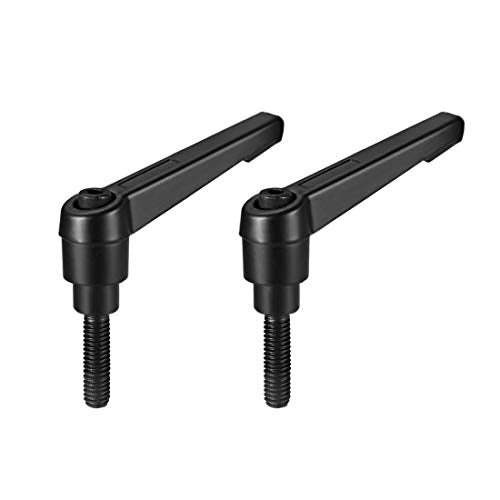 uxcell M6 x 16mm Handle Adjustable Clamping Lever Thread Push Button Ratchet Male Threaded Stud Knobs Locking Rotating Screw Handles Quick Release Bolt Black 2pcs - color: Black, size: M6 x 16mm