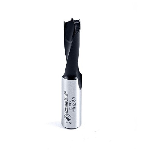 Amana Tool - 201008 Carbide Tipped Brad Pt. Boring Bit R/H 8mm Dia x 57mm Long x 10mm Sh - size: R/H 8mm Dia x 57mm Long x 10mm