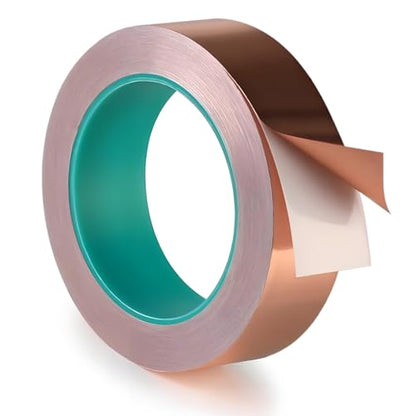 Copper Tape 1Inch x 50 Feet Double Conductive Metal Foil Adhesive Tape for EMI/RFI Shielding, DIY Crafts, Grounding, Stained Glass, Garden, Solder Paper Circuit, Guitar Interference Shield, Duct Wrap - size: 1 Inch x 50 Feet