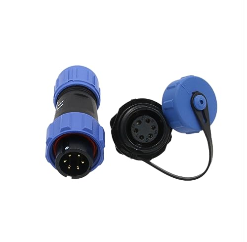 SP13 6 Pin Connector Solder Aviation Circular Waterproof IP68 Blue 5A Male Plug Female Socket for Outdoor Power - size: 6 pin 5A
