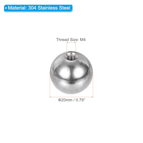 PATIKIL M4x20mm Ball Nuts Knob, 8 Pcs Female Thread 304 Stainless Steel Round Blind Hole Screw Cap Cover for Lighting Machinery DIY Decoration, Silver - size: M4x20mm