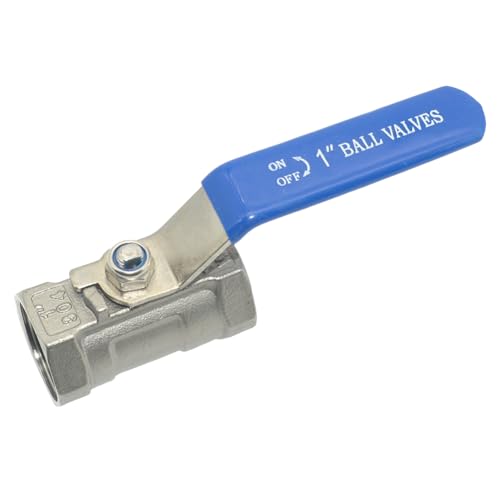 VARMHUS 1" Stainless Steel 304 Ball Valve 1Pc Type NPT Female Threaded with Heavy Duty Blue Vinyl Insulation Handle,CF8M Ristricted Flow,1000 WOG (1") - size: 1 Piece 1 inch