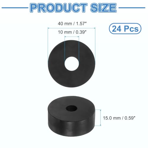 uxcell 24Pcs Rubber Vibration Isolation Washers 40mm OD x 10mm ID x 15mm T - size: 40mm OD x 10mm ID x 15mm Thick
