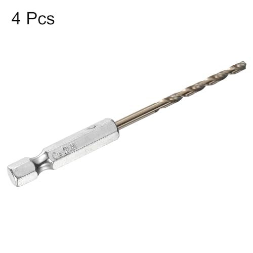HARFINGTON 4pcs M35 High Speed Steel Cobalt Twist Drill Bit 2.8mm/0.04" Dia with Quick Change 1/4" Hex Shank Jobber Drill Bit for Metal, Steel, Copper, Aluminum, Zinc Alloy - size: 2.8mm