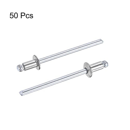 uxcell Blind Rivets 304 Stainless Steel 3.2mm Diameter 6mm Grip Length Silver 50pcs - size: 3.2mm x 6mm