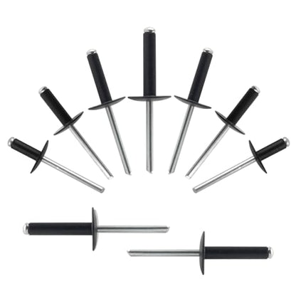 ALLCLEAN (100 pcs) 3/16 * 5/8" Large Flange Open End Black Aluminum Blind Rivets,4.8 * 16 Pop Blind Rivet - color: Black, size: 3/16"*5/8"