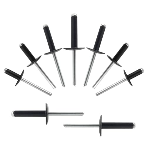 ALLCLEAN (90 pcs) 3/16 * 3/4" Large Flange Open End Black Aluminum Blind Rivets,4.8 * 20 Pop Blind Rivet - color: Black, size: 3/16"*3/4"