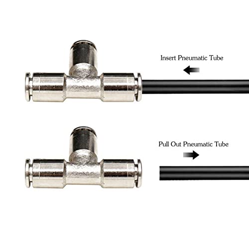 CEKER 8mm Push Tee Union Fitting, Nickel Plated Brass, Quick Connect, 2 Pack - size: 8 mm, style: TEE