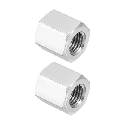 PATIKIL M10x1.25 Pitch 304 Stainless Steel Hex Coupling Nuts, 2 Pcs 16mm / 0.63" Length Fully Threaded Rod Coupling Nut Studding Connector Fasteners, Silver Tone - size: M10-1.25 x 16mm