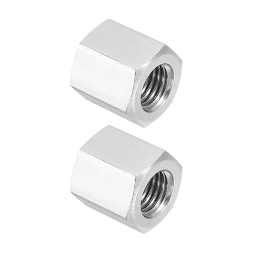 PATIKIL M10x1.25 Pitch 304 Stainless Steel Hex Coupling Nuts, 2 Pcs 16mm / 0.63" Length Fully Threaded Rod Coupling Nut Studding Connector Fasteners, Silver Tone - size: M10-1.25 x 16mm