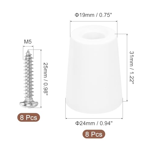 uxcell 8Pcs Rubber Bumper Feet, 1.22" H x0.94 W Round Pads with Stainless Steel Washer and Screws for Furniture, Appliances, Electronics - size: 1.22" H x0.94" W