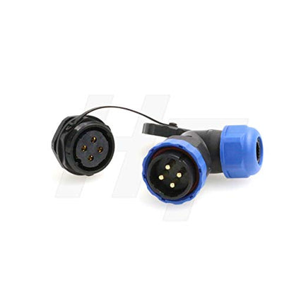 HangTon HE29 4 Pin Right Angle Connector AC 380V/45A Plastic Waterproof Circular Outdoor Industrial Power Plug Socket - size: 4 pin