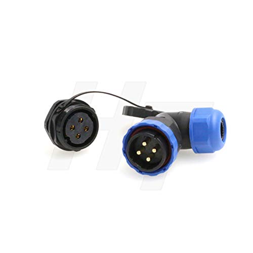 HangTon HE29 4 Pin Right Angle Connector AC 380V/45A Plastic Waterproof Circular Outdoor Industrial Power Plug Socket - size: 4 pin