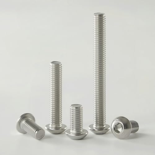 M10x1.5 Bolt, M10 x 65mm Button Head Socket Cap Bolts Screws,304 Stainless Steel(A2-70), Allen Hex Drive, Bright Finish, Fully Threaded, Quantity 6 - size: M10 x 65mm(6PCS)