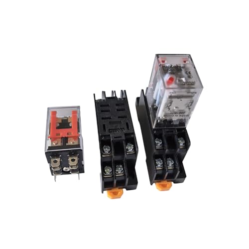Electromagnetic Power Relay, 8-Pin 10 AMP 110V AC Relay Coil with Socket Base, LED Indicator, DPDT 2NO 2NC LY2N-GS 2PCS [Applicable for DIN Rail System] (2, AC110V)