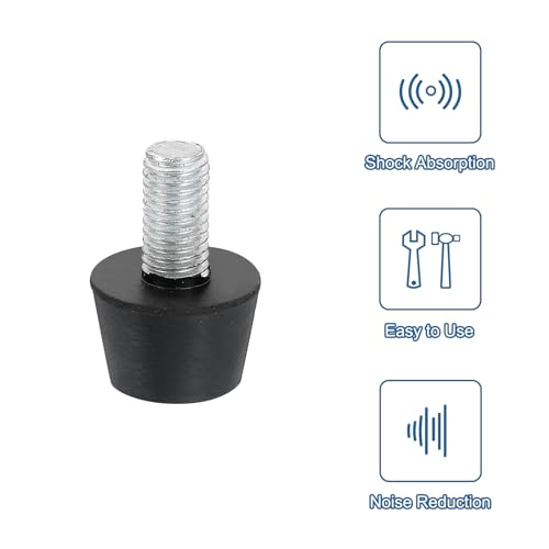 uxcell 4Pcs Rubber Vibration Isolators Mounts Rubber Shock Absorber Mounts, 0.98" x 0.63" Conical Studs with M10 x 20mm Threaded, Silent Block for Air Compressors, Motor, Engines, Black - size: 0.98" x 0.63", M10 x 20mm