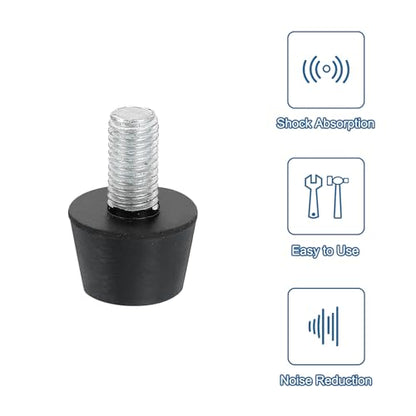 uxcell 4Pcs Rubber Vibration Isolators Mounts Rubber Shock Absorber Mounts, 0.98" x 0.63" Conical Studs with M10 x 20mm Threaded, Silent Block for Air Compressors, Motor, Engines, Black - size: 0.98" x 0.63", M10 x 20mm