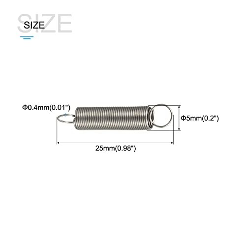 METALLIXITY Extension Spring (0.4x5x25mm/0.016"x0.2"x0.98") 5Pcs, Stainless Steel Tension Spring Wire - for Home Repair Construction Machinery - size: 0.016"x0.2"x0.98"