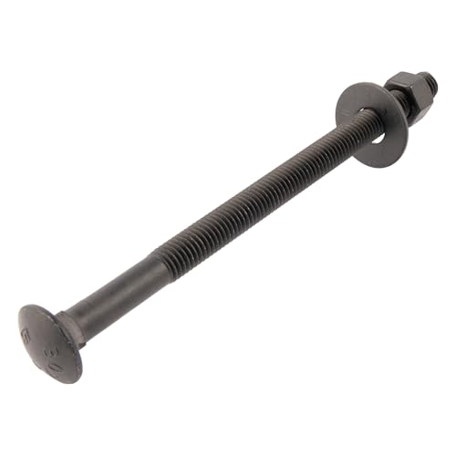 5/8 in. x 8 in. Black Carriage Bolt Kit Includes 12 Bolts, 12 Washers, and 12 Nuts, Ceramic Black Ruspert Coated for Exterior Use - 2X Rust Resistance of Galvanized by Makers Bolt - size: 5/8 x 8
