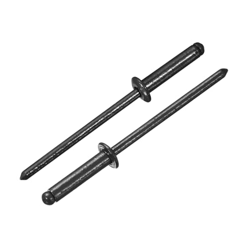 uxcell 100Pcs 1/8" x1/2" Aluminum Blind Rivets, Aluminum Grip and Steel Mandrel, Dome Head Long Split Rivets for Metal, Furniture, Automotive, Black - color: Black, size: 1/8"x1/2"