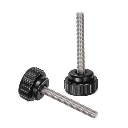 uxcell 4pcs Knurled Clamping Knobs M6 x 45mm Metric 304 Stainless Steel Male Thread Thumb Screw on Type 25mm Plastic Round Head Threaded Hand Bolt Stud Knobs Black - size: M6 x 45mm x 25mm