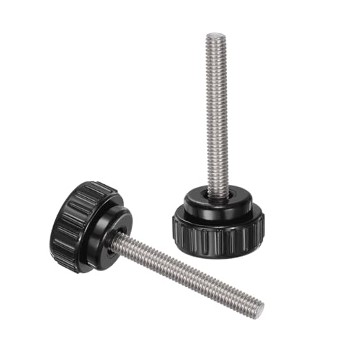 uxcell 4pcs Knurled Clamping Knobs M6 x 45mm Metric 304 Stainless Steel Male Thread Thumb Screw on Type 25mm Plastic Round Head Threaded Hand Bolt Stud Knobs Black - size: M6 x 45mm x 25mm
