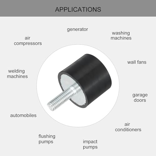 uxcell M6 Thread Rubber Mounts, Vibration Isolators, Cylindrical Shock Absorber with Studs 25 x 20mm 8pcs - size: M6x25x20mm
