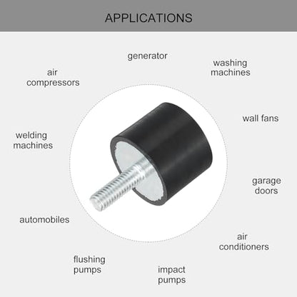 uxcell M6 Thread Rubber Mounts, Vibration Isolators, Cylindrical Shock Absorber with Studs 25 x 20mm 8pcs - size: M6x25x20mm